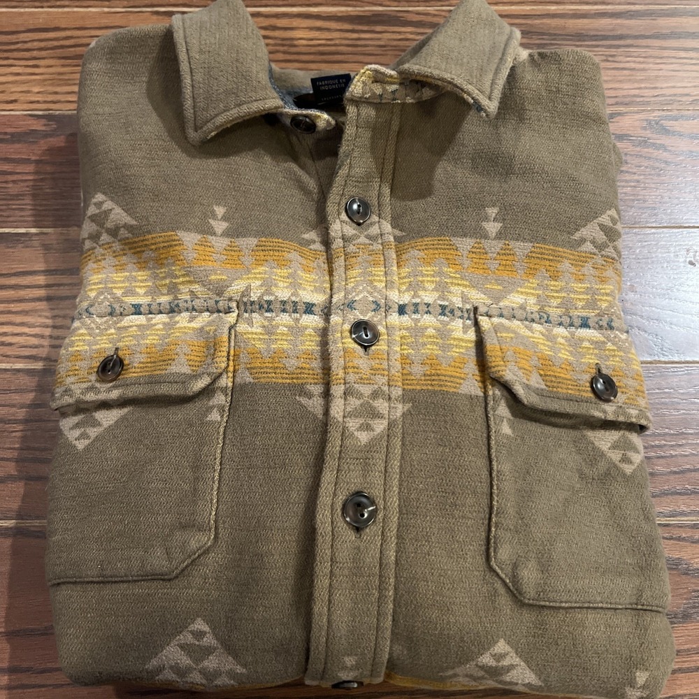 Pendleton Doublesoft Driftwood Beach Shirt Shacket Long Sleeve Cotton Mens Large
